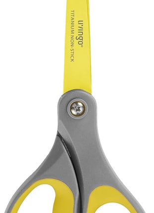 LIVINGO 8" 2 Pack Scissors, Titanium Coated Sharp Stainless Steel Non-stick Scissors All Purpose, Comfort Grip Handles Shears for Office Home Supplies Crafting DIY Cutting Tape Adhesive General Use