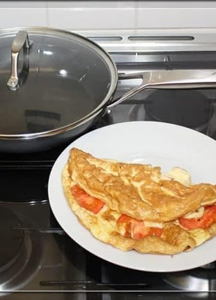 MsMk 8 1/2 Inch Small Egg Pan with Lid, Titanium and Ceramic Nonstick Omelette Pan,Scratch-resistant, Induction Egg Skillet, Oven Safe to 700°F Pan for Cooking, Dishwasher Safe