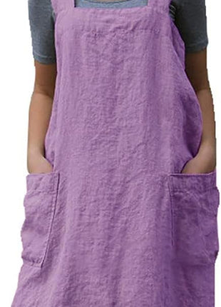YESDOOD Cotton Linen Apron Cross Back Apron for Women with Pockets Pinafore Dress for Baking Cooking