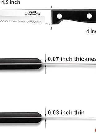 G.a HOMEFAVOR 6-piece Steak Knife Set Serrated Stainless Steel Sharp Blade Flatware Steak Knives