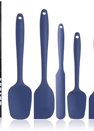 Silicone Spatulas Set, Rubber Spoon Spatula Heat Resistant Spoonula One Piece Design Seamless Spatula Non-Stick Scrapers Baking Mixing Tool (Dark Blue)