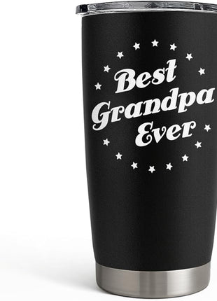 SANDJEST Tumbler Best Grandpa Ever Gift Set for Papa, Grandfather - 20oz Insulated Travel Mug - Great Christmas Father's Day, Birthday, Christmas Gifts (Black - Grandpa)