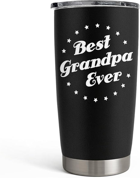 SANDJEST Tumbler Best Grandpa Ever Gift Set for Papa, Grandfather - 20oz Insulated Travel Mug - Great Christmas Father's Day, Birthday, Christmas Gifts (Black - Grandpa)