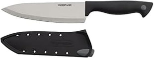 Farberware Edgekeeper 6-Inch Chef Knife with Self-Sharpening Blade Cover, High Carbon-Stainless Steel Kitchen Knife with Ergonomic Handle, Razor-Sharp Knife, Black