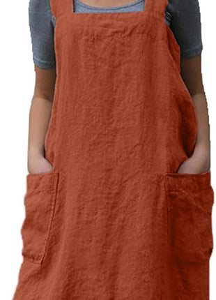 YESDOOD Cotton Linen Apron Cross Back Apron for Women with Pockets Pinafore Dress for Baking Cooking