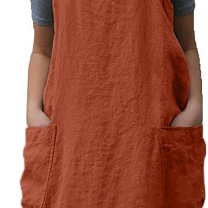 YESDOOD Cotton Linen Apron Cross Back Apron for Women with Pockets Pinafore Dress for Baking Cooking