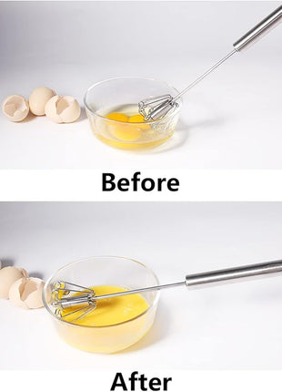 Newness Egg Whisk, [2 Pack] Stainless Steel Blender for Home - Versatile Tool for Egg Beater, Milk Frother, Hand Push Mixer Stirrer - Kitchen Utensil for Blending, Whisking, Beating