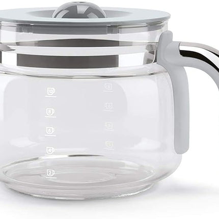 Smeg 50's Retro Style Aesthetic Drip Coffee Machine with 10 Cup Glass Carafe, Auto Start Feature, Keep Warm Plate, and Two Coffee Strength Settings (Pink)