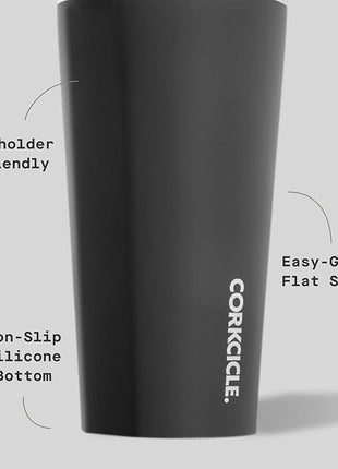 Corkcicle Classic Tumbler - Keeps Drinks Cold for 9 Hours & Hot for 3 - Triple-Insulated Stainless Steel - Holiday Tumbler Gift - 16 oz - Matte Black
