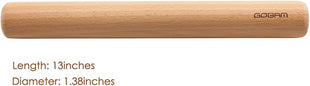 GOBAM Wood Rolling Pin, Medium - Dough Roller for Pasta, Cookies, Pie, Pizza, Chapati, Fondant, Rolling Pins for Baking, Bread Making Tools and Supplies - 13 x 1.38 Inches