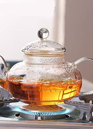 Glass Teapot with Removable Clear Infuser, 27 oz/ 800 ml Stove Top & Microwave Safe Borosilicate Glass Kettle with Loose Leaf Tea Strainer For Flower Blooming Tea