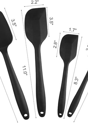 Silicone Spatula Set, 6 Piece Rubber Spatula Heat Resistant and Stainless Steel Core Spatulas for Cooking Utensils Large and Small Baking Kitchen Spatulas Black