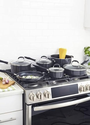 Cuisinart 11-Piece Nonstick Cookware Set, Black, 55-11BK & 12-Inch Skillet, Nonstick-Hard-Anodized with Glass Cover, 622-30G