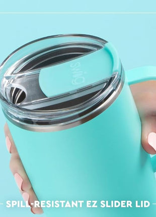 Swig Life 22oz Travel Mug, Insulated Tumbler with Handle and Lid, Cup Holder Friendly, Dishwasher Safe, Stainless Steel, Travel Coffee Cup, Insulated Mug with Lid (Bazaar)