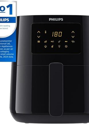 Philips Essential Airfryer XL 2.65lb/6.2L Capacity Digital Airfryer with Rapid Air Technology, Starfish Design, Easy Clean Basket, Black, (HD9270/91)