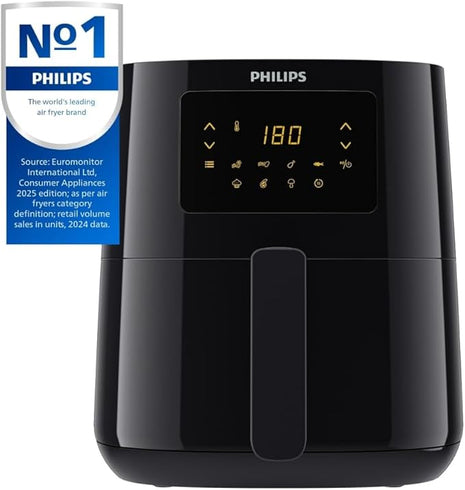 Philips Essential Airfryer XL 2.65lb/6.2L Capacity Digital Airfryer with Rapid Air Technology, Starfish Design, Easy Clean Basket, Black, (HD9270/91)