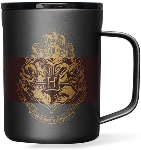 Corkcicle Harry Potter Coffee Mug - Stainless Steel Insulated Cup With Lid For Tea & Coffee - Non-Slip Silicone Base - Durable Travel Mug - Dishwasher Safe - BPA Free - 16 oz - Hogwarts Crest