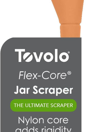 Tovolo Silicone Jar Spatula Long Handled Rubber Scraping Scooping Tool for Peanut Butter Jam Jelly Jars Blenders, Extra Long Flex Core Silicone Jar Scraper Dishwasher Safe BPA Free, Apricot Orange