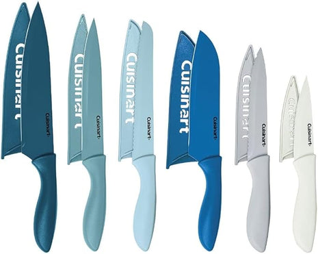 Cuisinart 12-Piece Kitchen Knife Set, Advantage Color Collection with Blade Guards, (Nautical)