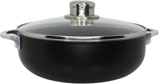 IMUSA 3.2Qt Bistro Ceramic Nonstick Caldero/Dutch Oven with Glass Lid, Black
