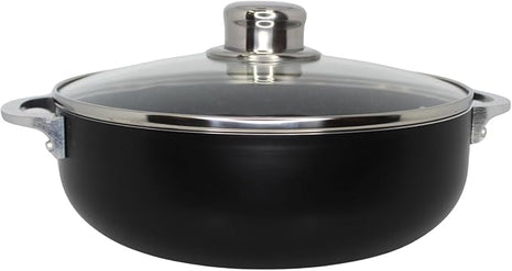 IMUSA 3.2Qt Bistro Ceramic Nonstick Caldero/Dutch Oven with Glass Lid, Black