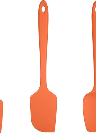 U-Taste Silicone Spatula Set: 600ºF High Heat Resistant, Seamless Food Grade Flexible Rubber Kitchen Cooking Mixing Baking Scraper for Nonstick Cookware Set of 3 (Orange)