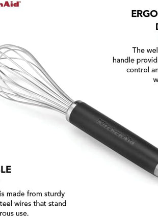 KitchenAid Gourmet Utility Whisk, 10.5-Inch, Matte Black