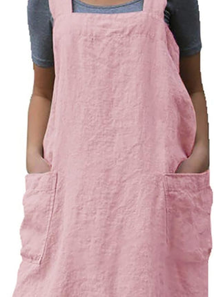 YESDOOD Cotton Linen Apron Cross Back Apron for Women with Pockets Pinafore Dress for Baking Cooking