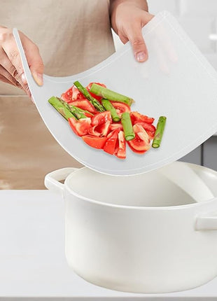 WK Flexible Plastic Cutting Boards Mats with Lip, Foldable Cutting Board for Kitchen Set of 3, Clear Cutting Boards, Nonslip Cutting Mats Sheets, BPA Free, Dishwasher Safe