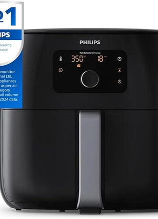 Philips Premium Airfryer XXL, Fat Removal Technology, 3lb/7qt, Rapid Air Technology, Digital Display, Keep Warm Mode, 5 Cooking Presets, HomeID App, Family Sized, Black (HD9650/96)