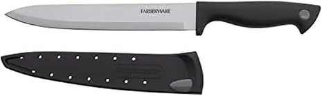 Farberware Edgekeeper 8-Inch Slicing Knife with Self-Sharpening Blade Cover, High Carbon-Stainless Steel Kitchen Knife with Ergonomic Handle, Razor-Sharp Knife, Black