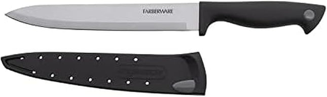Farberware Edgekeeper 8-Inch Slicing Knife with Self-Sharpening Blade Cover, High Carbon-Stainless Steel Kitchen Knife with Ergonomic Handle, Razor-Sharp Knife, Black
