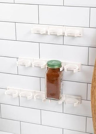 Spice Clip Grippers For Cabinet Doors - Organizer for Spices - Spice Rack Holds15 Spice Jars - Extemely Strong 3M Adhesive Gripper In White For Pantry 15 Ct