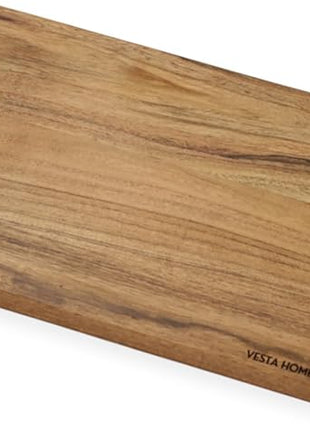 Vesta Homes Wooden Cutting Board for Kitchen/Chopping, Serving Board/Block for Vegetables, Fruits, Cheese and Charcuterie | Natural Acacia Wood | 15 * 10 * 1 Inches | Handcrafted in India