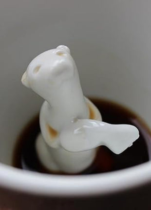 Creature Cups Sea Otter Ceramic Mug – 11 oz Gray Blue Coffee Cup with Hidden 3D Otter Inside – Unique Gift for Coffee, Tea & Ocean Lovers