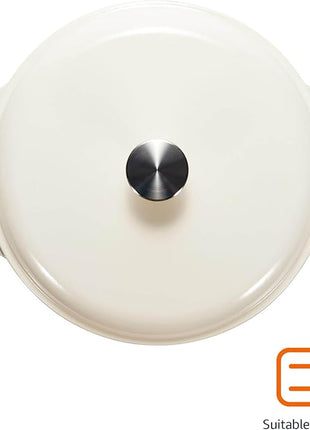 Amazon Basics Cast Iron Dutch Oven Pot with Lid, Enameled, Round, Dual Handles, Heavy-Duty, Medium, 6-Quart, White