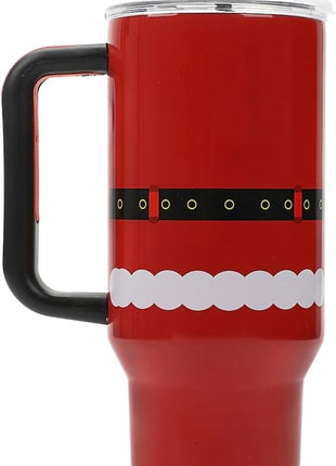 Bioworld Santa Suit Vacuum Insulated 40 Oz. Stainless Steel Tumbler with Reusable Straw & Leak-Proof Lid, Easy Carry Handle for Travel or Home