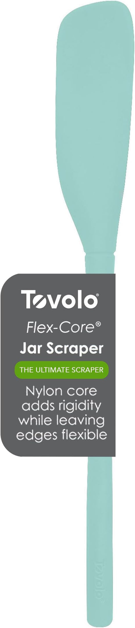 Tovolo Flex-Core Silicone Spatula Jar Scraper - Long-Handled Rubber Spatula with Angled Head for Scooping & Scraping - Heat-Resistant Spatulas for Kitchen Use, Dishwasher Safe & BPA-Free