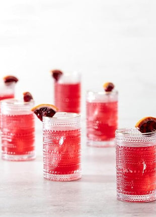 Fortessa Jupiter Beaded Hobnail Glass, 13 Ounce Iced Beverage (Set of 6), Gold Rim Clear