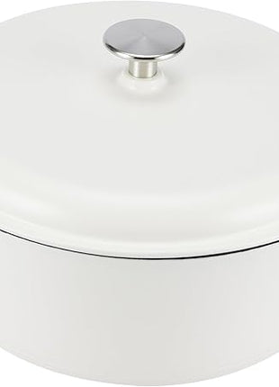 Amazon Basics Cast Iron Dutch Oven Pot with Lid, Enameled, Round, Dual Handles, Heavy-Duty, Large, 7.3-Quart, Matte White