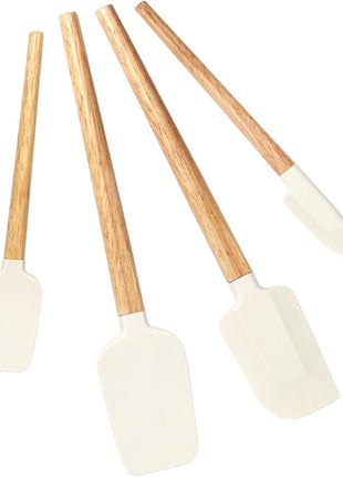 Silicone Spatula Set, Food Grade Rubber Spatula-4 Piece Nonstick Rubber Spatulas, Spoonula, Jar Scraper for Cooking, Baking, Mixing, Frosting - Heat Resistant Up to 600°F (Spatulas-Off White)