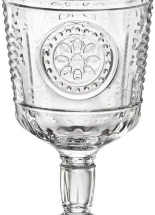 Bormioli Rocco Romantic (Set Of 6) Stemware Glasses, 10.75 Oz. Clear Crystal Glass, Made In Italy.