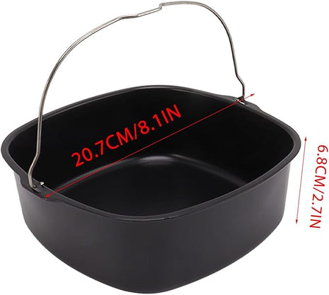 Air Fryer Accessory, 7in/8in Nonstick Air Fryer Cake Barrel, Pizza Bread Baking Pan for 3.8QT-8QT Standard Deep Fryers, Dishwasher Safe (8 inch)