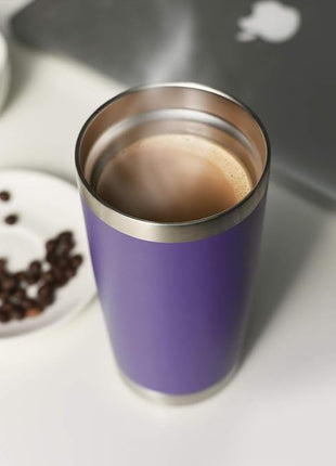 DOMICARE 20oz Stainless Steel Tumbler Bulk with Lid, Double Wall Vacuum Insulated Travel Mug, Powder Coated Coffee Cup (Powder Purple, 4)