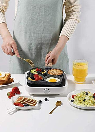 4 Egg Frying Pan,Pancake Omelette Pan,Cooker Pans 4-Cups Non-stick Cookware Aluminium Alloy Fried Divided Egg Cooker, Burger Pan for Breakfast,Pancake,Poached Egg1