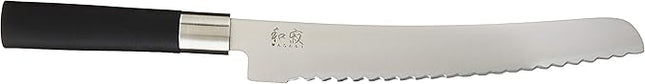 Kai Wasabi Bread Knife 9”, Wide Serrations are Gentle on Bread, Comfortable Handle Offers Secure Grip in Wet Conditions, Serrated Kitchen Knife