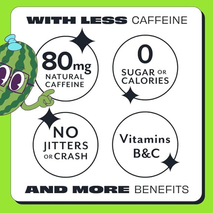 ASPIRE® Strawberry Watermelon, Healthy Energy Drink 80mg Natural Caffeine, Zero Sugar No Carbs Keto Friendly, 24 Pack Green Tea Sugar Free Drink Low Caffeine Zero Calorie