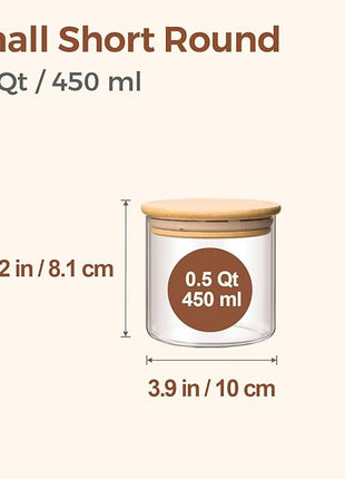 ComSaf 0.5 Qt Glass Food Storage Jars Set of 9, Clear Glass Storage Containers with Lids, Pantry Organization Jar, Spice, Salt, Blooming Tea, Coffee, Oat and Sugar Container, Small jar Set for Kitchen