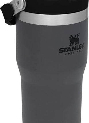 Stanley IceFlow Flip Straw Tumbler with Handle 20 oz | Twist On Lid and Flip Up Straw | Leak Resistant Water Bottle | Insulated Stainless Steel |BPA-Free | Charcoal