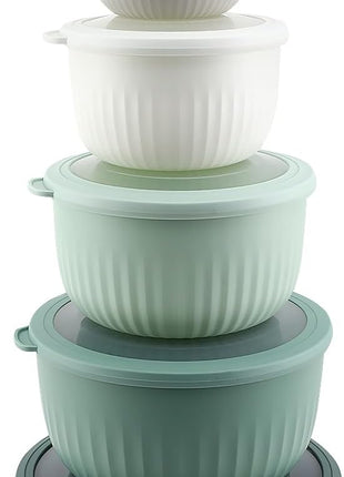 COOK WITH COLOR Prep Bowls with Lids- Wide and Deep Nesting Plastic Small Mixing Bowl Set with Lids, 12 Piece Set - Deep Bowls, Sage